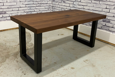 Solid Wood Coffee Table w/ U-Shaped Metal Legs